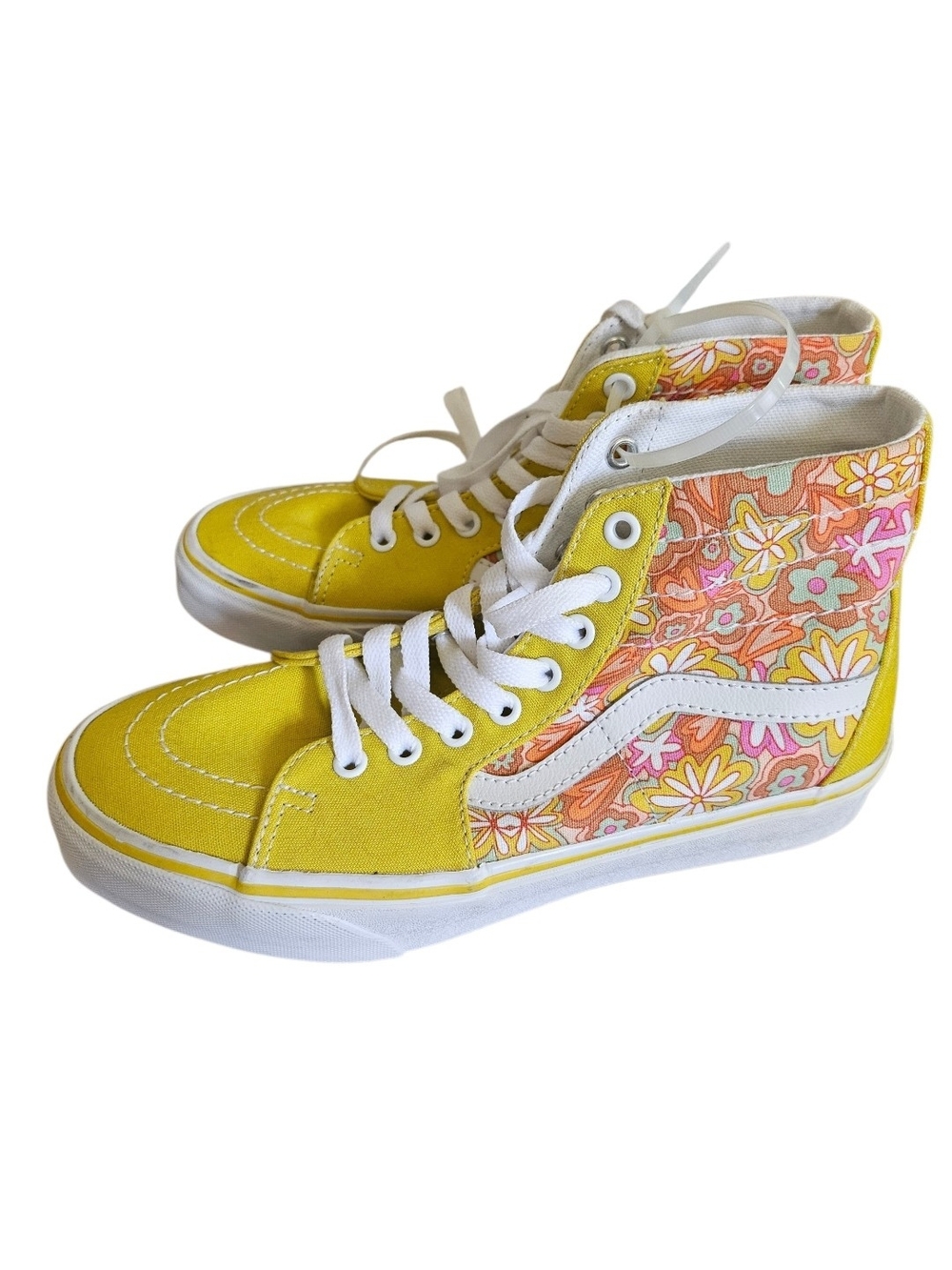 Vans Yellow High-Top Sneakers with Floral Panels